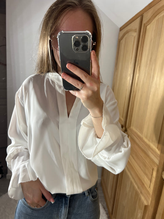 Top blouse uni blanc